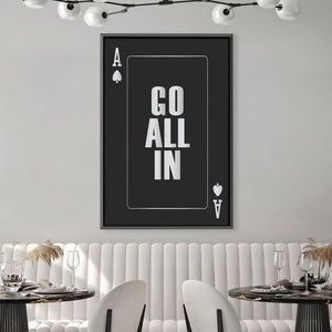 Go All In - Silver Canvas Art Clock Canvas