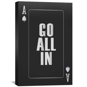 Go All In - Silver Canvas Art 30 x 45cm / Standard Gallery Wrap Clock Canvas