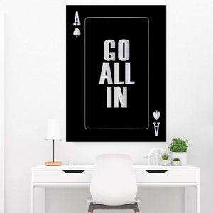 Go All In - Silver Clock Canvas