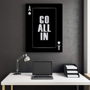 Go All In - Silver Clock Canvas
