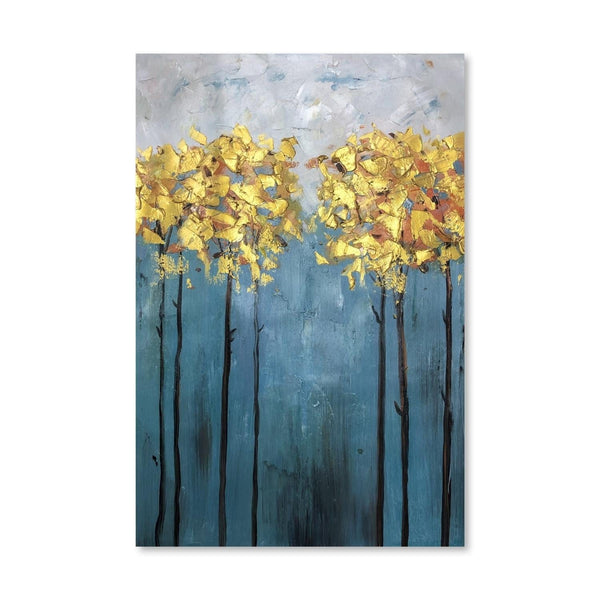 Gold Foil Flower Oil Painting – ClockCanvas