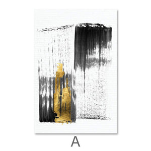 Gold Smear Canvas Art A / 40 x 60cm / Unframed Canvas Print Clock Canvas