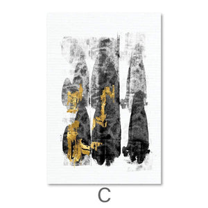 Gold Smear Canvas Art C / 40 x 60cm / Unframed Canvas Print Clock Canvas