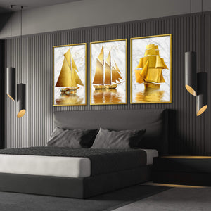 Golden Boat Canvas Art Clock Canvas