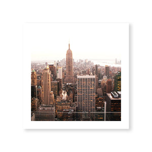 Golden City Print Art Clock Canvas