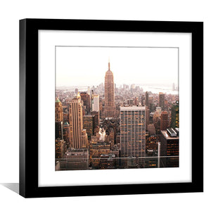 Golden City Print Art 30 x 30cm / Unframed Print Clock Canvas