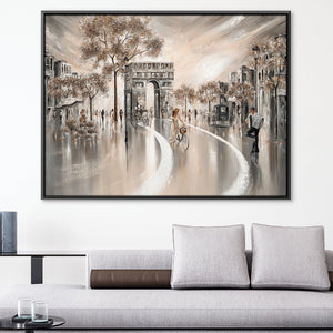 Golden Days, Paris Canvas Art 45 x 30cm / Unframed Canvas Print Clock Canvas