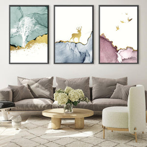 Golden Deer Canvas Art Clock Canvas