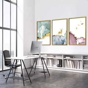 Golden Deer Canvas Art Clock Canvas