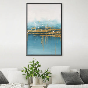 Golden Drip Oil Painting Oil 30 x 45cm / Oil Painting Clock Canvas