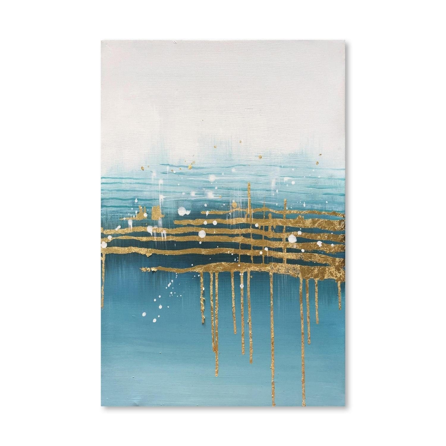 Golden Drip Oil Painting Oil Clock Canvas