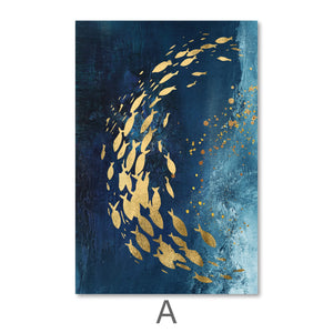 Golden Fish Canvas Art A / 40 x 60cm / Unframed Canvas Print Clock Canvas