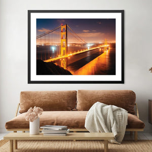 Golden Gate Lights Print Art Clock Canvas