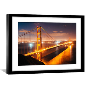Golden Gate Lights Print Art 45 x 30cm / Unframed Canvas Print Clock Canvas