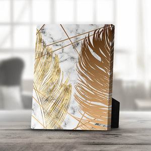 Golden Leaf B Desktop Canvas Desktop Canvas 20 x 25cm Clock Canvas