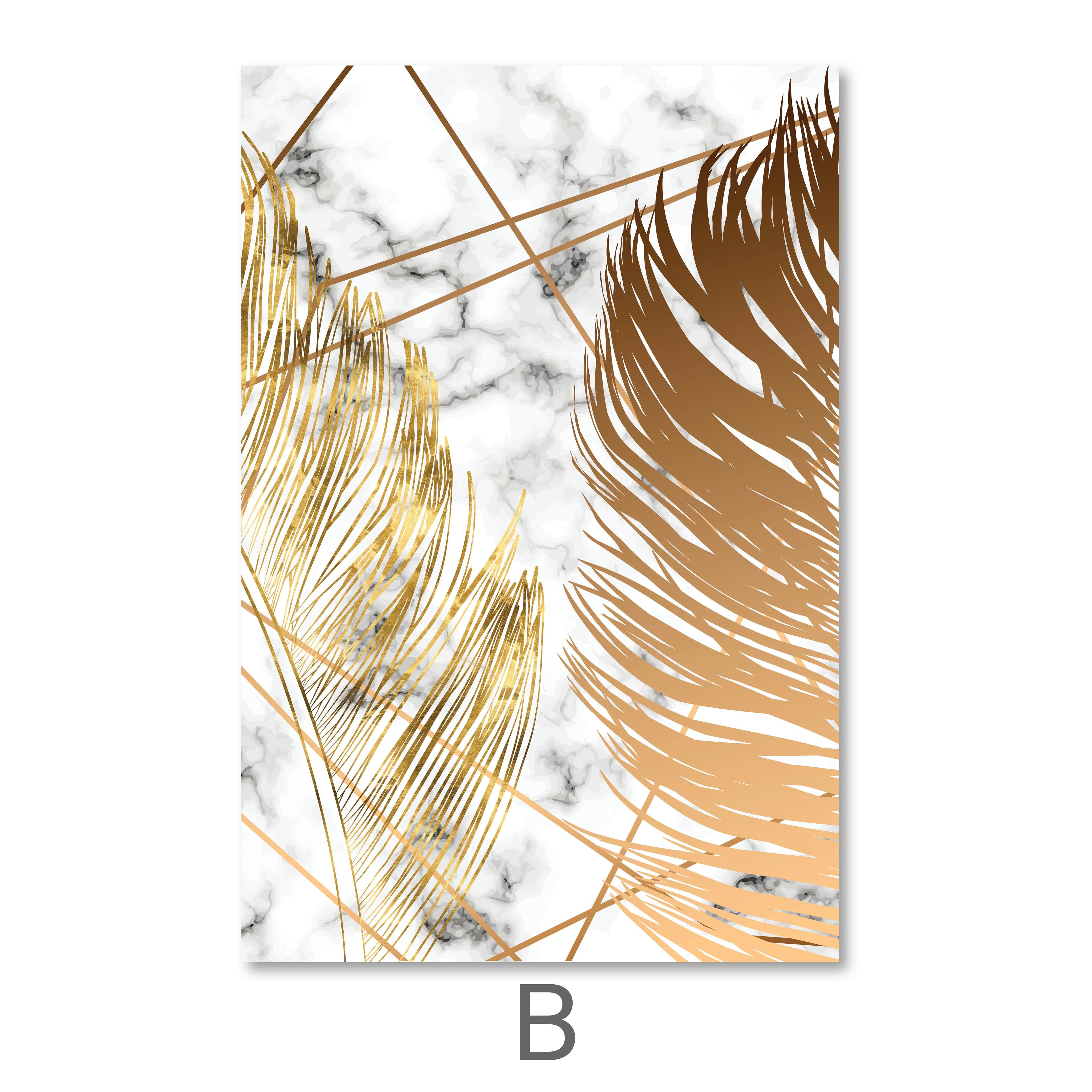 Golden Leaf Canvas Art B / 40 x 60cm / Unframed Canvas Print Clock Canvas
