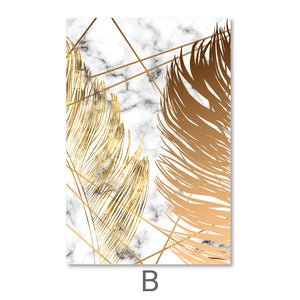 Golden Leaf Canvas Art B / 40 x 60cm / Unframed Canvas Print Clock Canvas