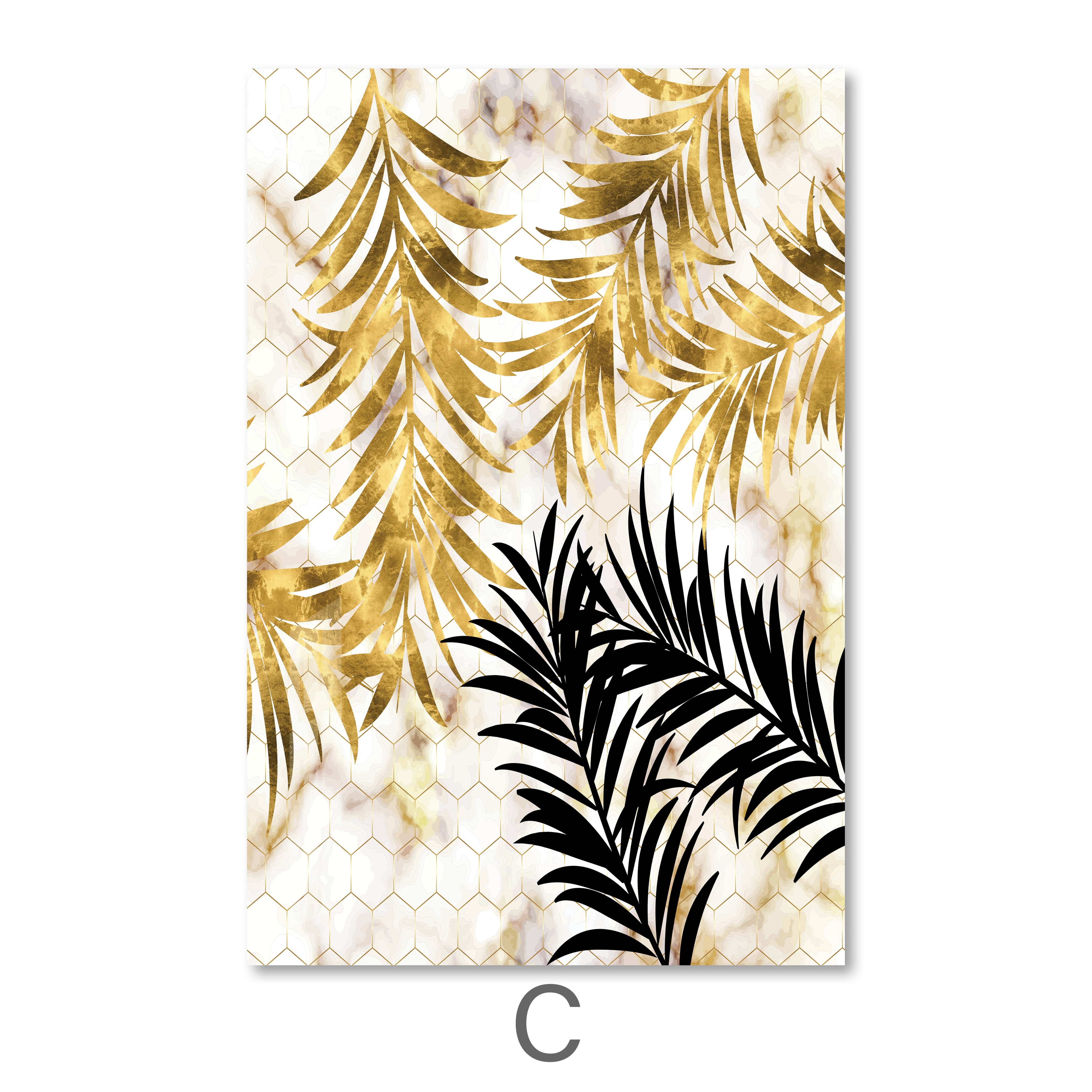 Golden Leaf Canvas Art C / 40 x 60cm / Unframed Canvas Print Clock Canvas