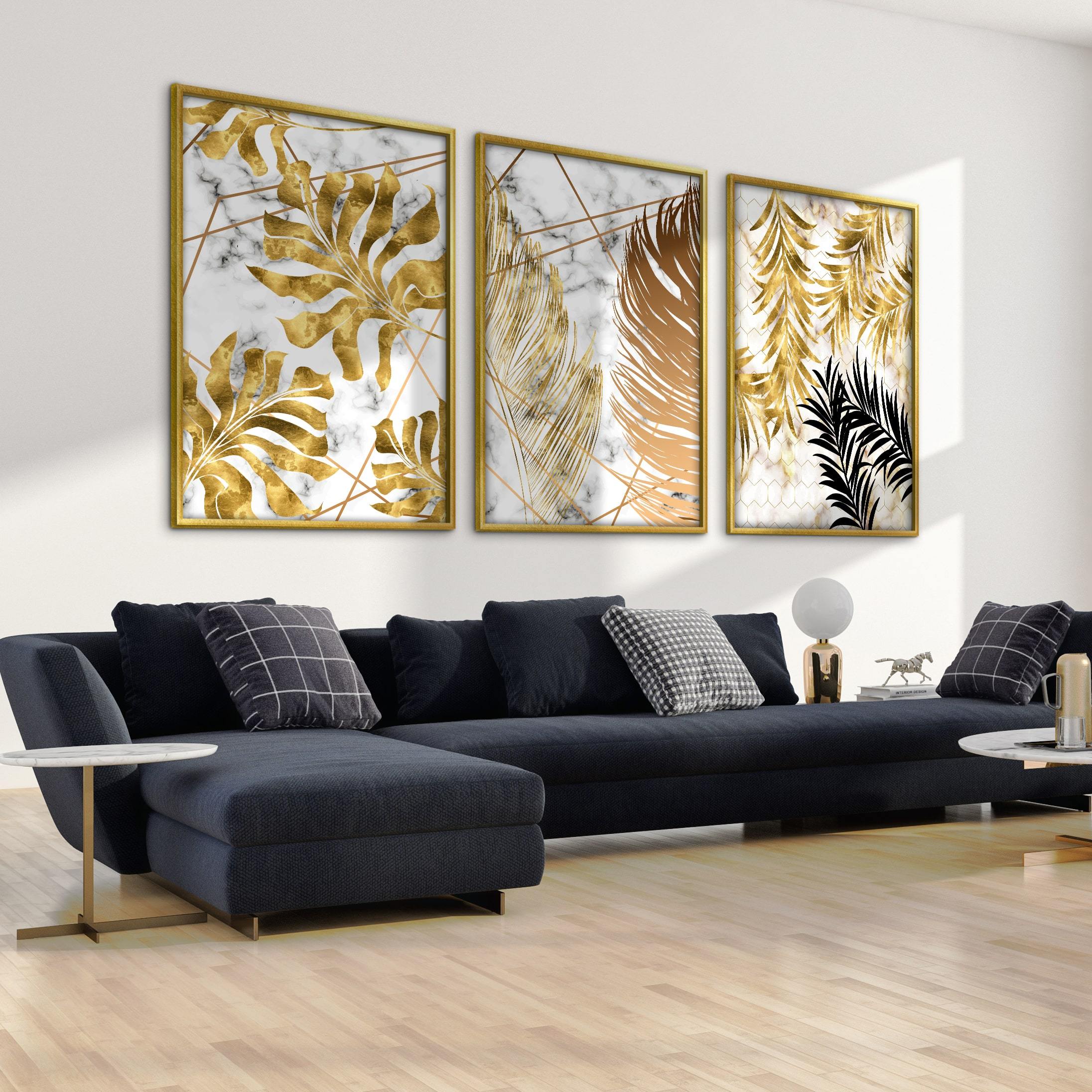 Golden Leaf Canvas Art Clock Canvas