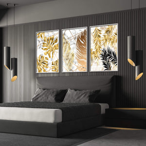 Golden Leaf Canvas Art Clock Canvas