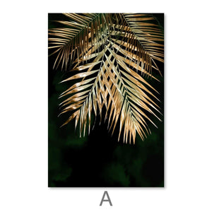 Golden Plants Canvas Art A / 30 x 45cm / Unframed Canvas Print Clock Canvas