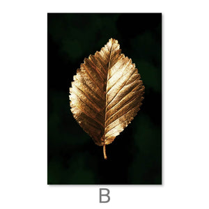 Golden Plants Canvas Art B / 30 x 45cm / Unframed Canvas Print Clock Canvas