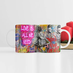 Graffiti Banksy Love Is All We Need Mug Mug White Clock Canvas