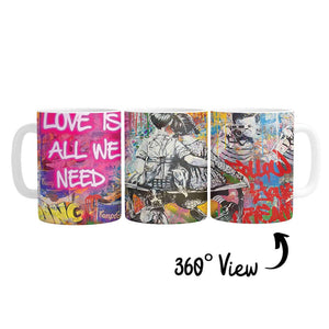 Graffiti Banksy Love Is All We Need Mug Mug White Clock Canvas