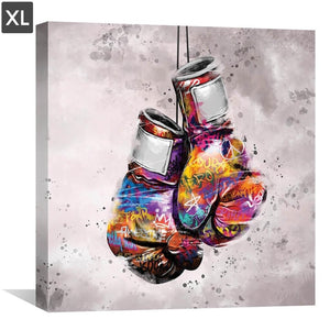 Graffiti Boxing Canvas - XL Art 100 x 100cm / Unframed Canvas Print Clock Canvas