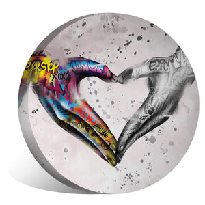Graffiti Heart Canvas - Circle Art A / 40 x 40cm / Standard Gallery Wrap Clock Canvas