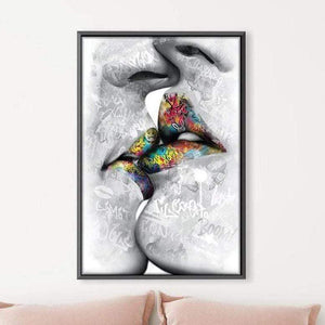 Graffiti Kiss Canvas Art Clock Canvas