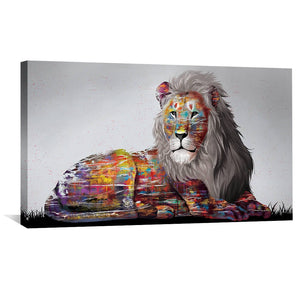 Graffiti Lion Canvas - Single Panel Art 50 x 25cm / Unframed Canvas Print Clock Canvas