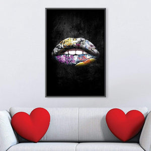 Graffiti Lips Canvas Art Clock Canvas