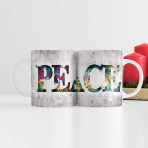 Graffiti Peace Mug Mug White Clock Canvas