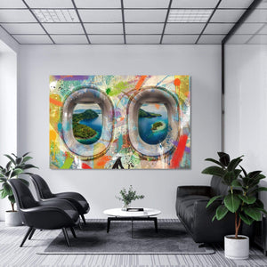 Graffiti Plane - Indonesia Clock Canvas