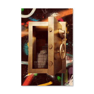 Graffiti Safe - Cash Canvas Art Clock Canvas