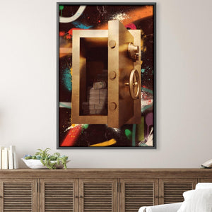 Graffiti Safe - Cash Canvas Art Clock Canvas