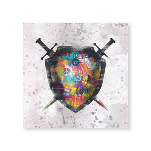 Graffiti Shield Canvas Art Clock Canvas