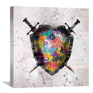 Graffiti Shield Canvas Art 30 x 30cm / Unframed Canvas Print Clock Canvas