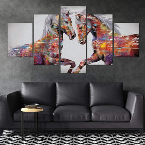 Graffiti Stallion Canvas - 5 Panel Art Clock Canvas
