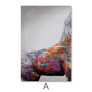 Graffiti Stallion Canvas Art A / 40 x 60cm / Unframed Canvas Print Clock Canvas