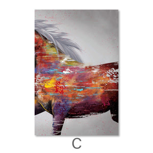 Graffiti Stallion Canvas Art C / 40 x 60cm / Unframed Canvas Print Clock Canvas