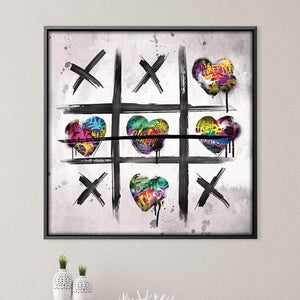 Graffiti Tic Tac Toe Canvas Art Clock Canvas
