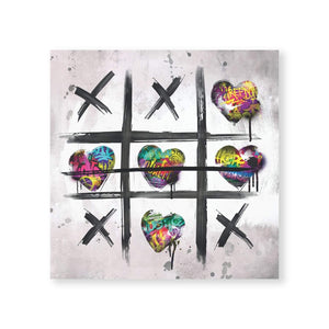 Graffiti Tic Tac Toe Canvas Art Clock Canvas