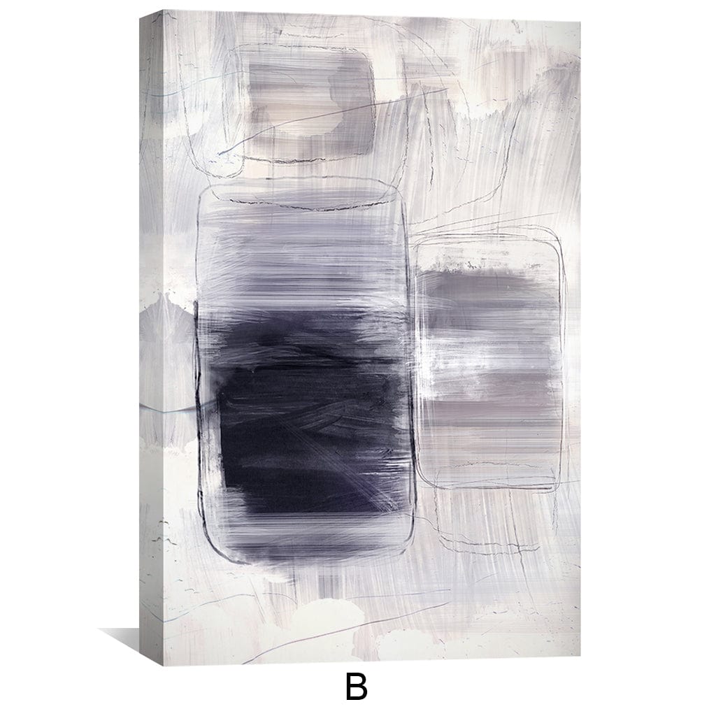 Grey Stroke Abstract Canvas Art Clock Canvas
