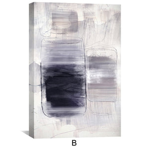 Grey Stroke Abstract Canvas Art Clock Canvas