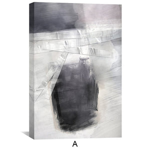 Grey Stroke Abstract Canvas Art Clock Canvas