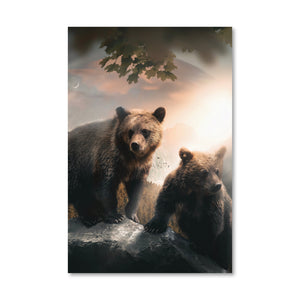 Grizzly Sunrise Canvas Art Clock Canvas