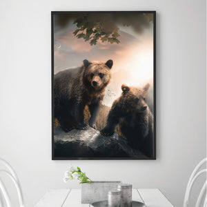 Grizzly Sunrise Canvas Art Clock Canvas