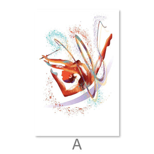 Gymnast Dancers Canvas Art A / 30 x 45cm / Unframed Canvas Print Clock Canvas